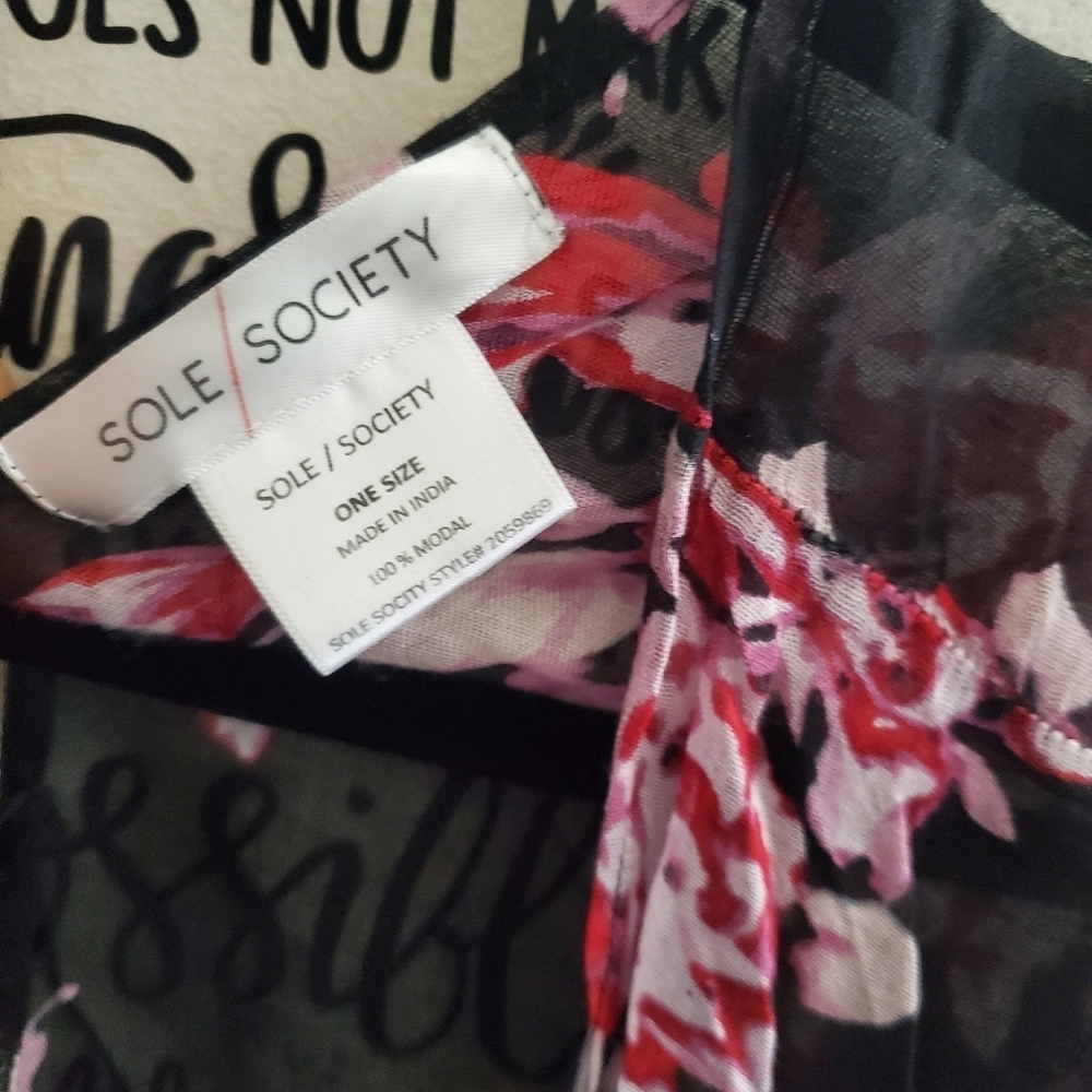 Sole Society Floral Kimono Swim Cover Up Asymmetrical One Size - Picture 4 of 4